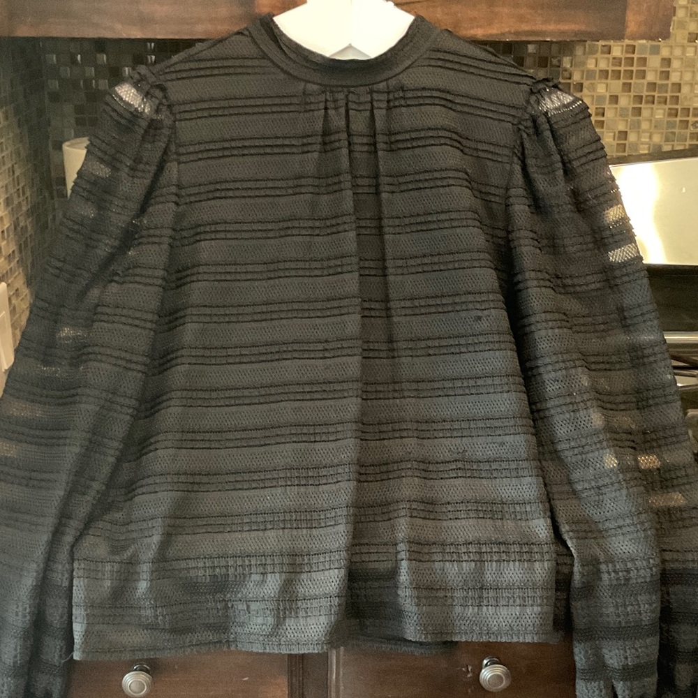LOFT Black Textured Blouse